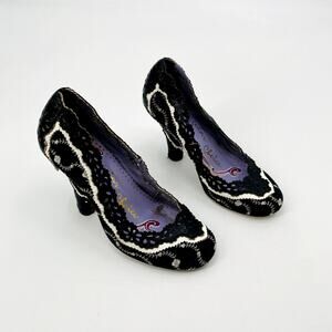 Irregular Choice Size 36 EU Black White leather eyelet Heels